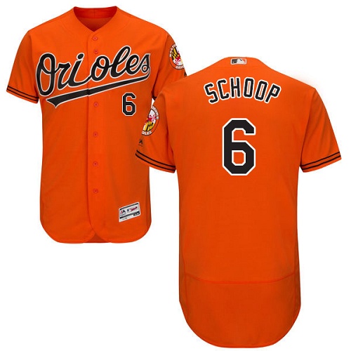 Orioles #6 Jonathan Schoop Orange Flexbase Authentic Collection Stitched MLB Jersey